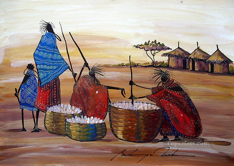 Preparing a Feast from Africa Oil Paintings